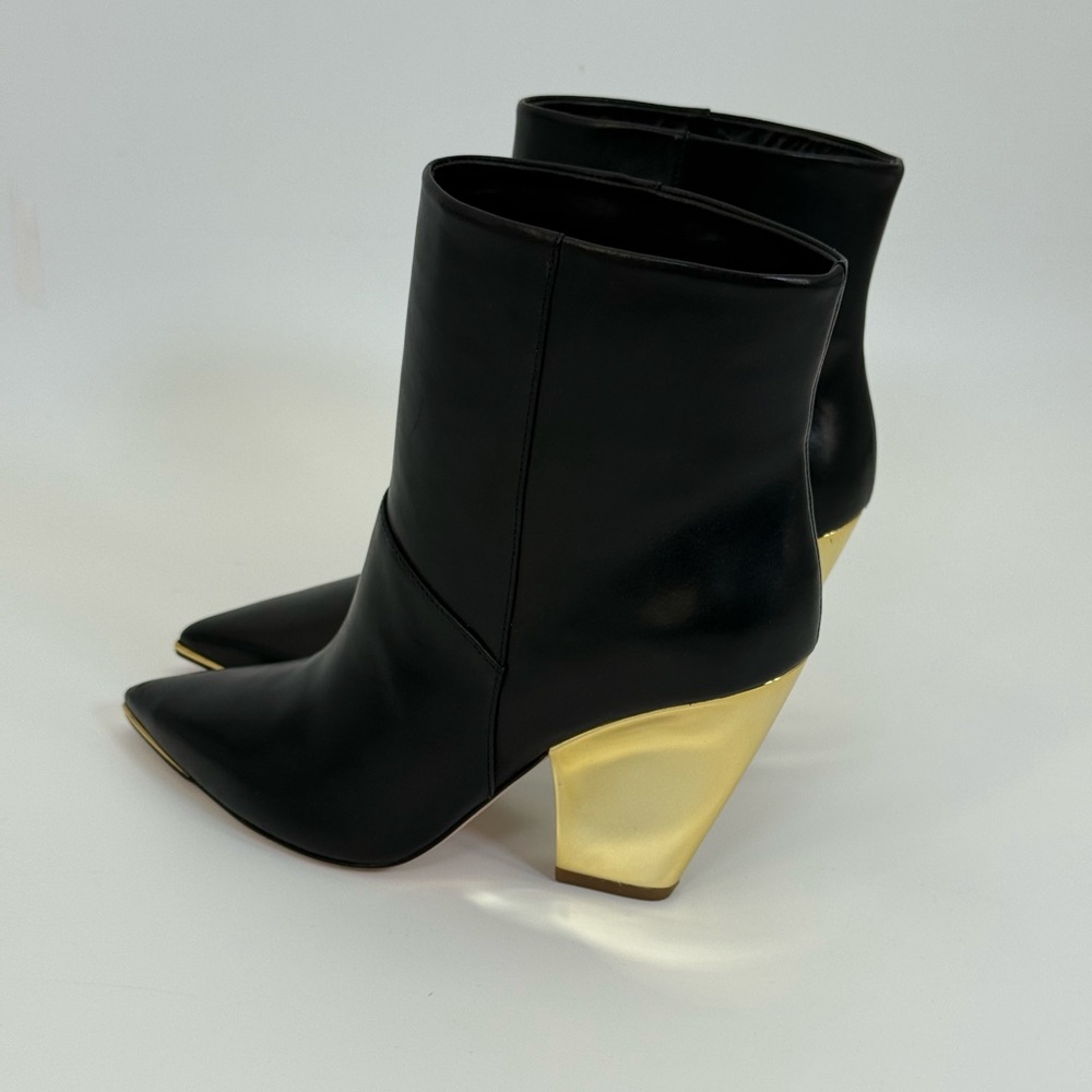 Tory Burch Calf Leather Lila 90MM Booties With Gold Sculptural Heel Size 7 - Picture 4 of 17